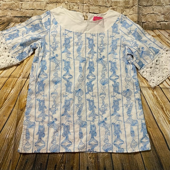 Lilly Pulitzer Jubilee Tunic Top Marcia Cross Beach Club Blue Catch A Ki… - Picture 1 of 6